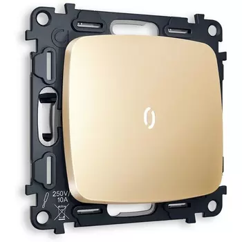 Комплект механизма Ambrella Volt 1-клавишного проходного выключателя с подсветкой 5600K OMEGA MO602035 Шампань QUANT