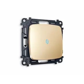 Комплект механизма Ambrella Volt 1-клавишного проходного выключателя с подсветкой 10000K OMEGA MO602040 Шампань QUANT