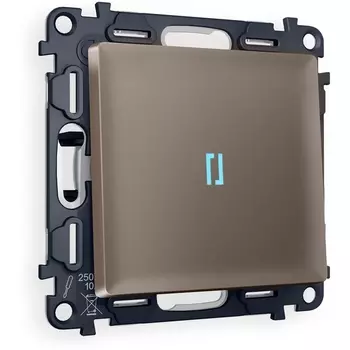 Комплект механизма Ambrella Volt 1-клавишного проходного выключателя с подсветкой 10000K ALFA MA632040 Темная бронза матовый QUANT