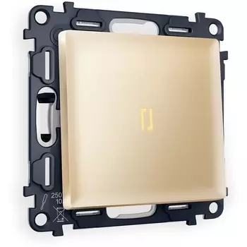 Комплект механизма Ambrella Volt 1-клавишного проходного выключателя с подсветкой 3200K ALFA MA602030 Шампань QUANT