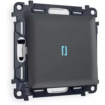 Комплект механизма Ambrella Volt 1-клавишного проходного выключателя с подсветкой 10000K ALFA MA902040 Графит мягкое касание QUANT