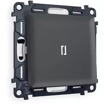 Комплект механизма Ambrella Volt 1-клавишного проходного выключателя с подсветкой 5600K ALFA MA902035 Графит мягкое касание QUANT