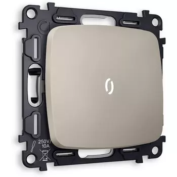 Комплект механизма Ambrella Volt 1-клавишного проходного выключателя с подсветкой 5600K OMEGA MO362035 Серо-бежевый матовый QUANT