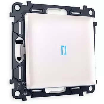 Комплект механизма Ambrella Volt 1-клавишного проходного выключателя с подсветкой 10000K ALFA MA202040 Жемчуг QUANT