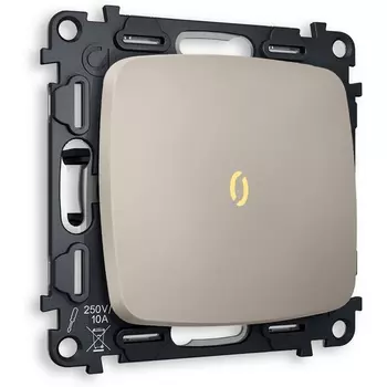 Комплект механизма Ambrella Volt 1-клавишного проходного выключателя с подсветкой 3200K OMEGA MO362030 Серо-бежевый матовый QUANT