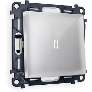 Комплект механизма Ambrella Volt 1-клавишного проходного выключателя с подсветкой 5600K ALFA MA402035 Серебро глянец QUANT