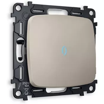 Комплект механизма Ambrella Volt 1-клавишного проходного выключателя с подсветкой 10000K OMEGA MO362040 Серо-бежевый матовый QUANT