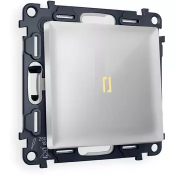 Комплект механизма Ambrella Volt 1-клавишного проходного выключателя с подсветкой 3200K ALFA MA402030 Серебро глянец QUANT