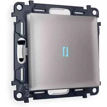 Комплект механизма Ambrella Volt 1-клавишного проходного выключателя с подсветкой 10000K ALFA MA502040 Сталь матовый QUANT