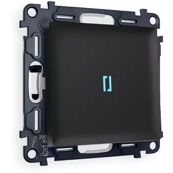 Комплект механизма Ambrella Volt 1-клавишного проходного выключателя с подсветкой 3200K ALFA MA802040 Черный матовый QUANT