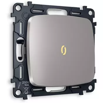 Комплект механизма Ambrella Volt 1-клавишного проходного выключателя с подсветкой 3200K OMEGA MO502030 Сталь матовый QUANT