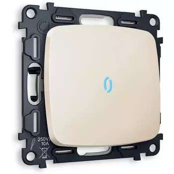 Комплект механизма Ambrella Volt 1-клавишного проходного выключателя с подсветкой 10000K OMEGA MO302040 Бежевый глянец QUANT