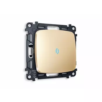 Комплект механизма Ambrella Volt 1-клавишного выключателя с подсветкой 10000K OMEGA MO602020 Шампань QUANT