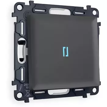 Комплект механизма Ambrella Volt 1-клавишного выключателя с подсветкой 10000K ALFA MA902020 Графит мягкое касание QUANT