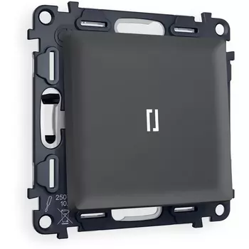 Комплект механизма Ambrella Volt 1-клавишного выключателя с подсветкой 5600K ALFA MA902015 Графит мягкое касание QUANT