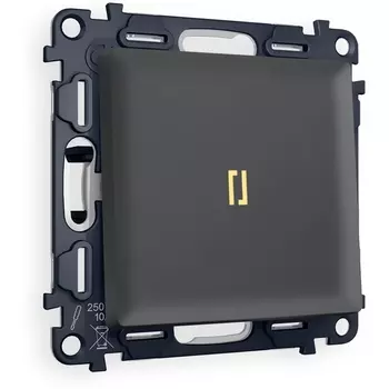 Комплект механизма Ambrella Volt 1-клавишного выключателя с подсветкой 3200K ALFA MA902010 Графит мягкое касание QUANT