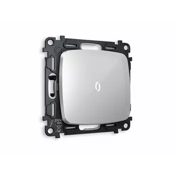 Комплект механизма Ambrella Volt 1-клавишного выключателя с подсветкой 5600K OMEGA MO402015 Серебро глянец QUANT