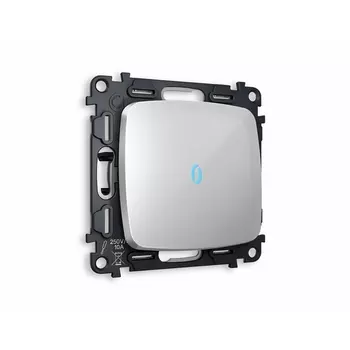 Комплект механизма Ambrella Volt 1-клавишного выключателя с подсветкой 10000K OMEGA MO402020 Серебро глянец QUANT