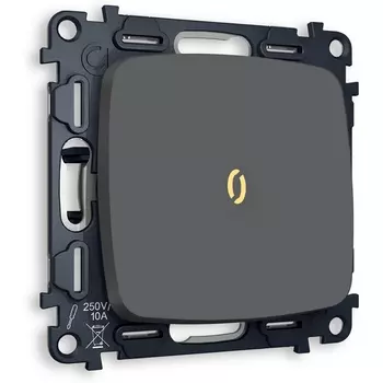 Комплект механизма Ambrella Volt 1-клавишного выключателя с подсветкой 3200K OMEGA MO902010 Графит мягкое касание QUANT