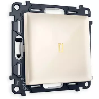 Комплект механизма Ambrella Volt 1-клавишного выключателя с подсветкой 3200K ALFA MA302010 Бежевый глянец QUANT