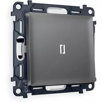 Комплект механизма Ambrella Volt 1-клавишного выключателя с подсветкой 5600K ALFA MA652015 Антрацит серый QUANT