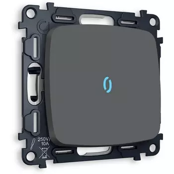 Комплект механизма Ambrella Volt 1-клавишного выключателя с подсветкой 10000K OMEGA MO902020 Графит мягкое касание QUANT