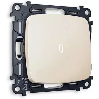 Комплект механизма Ambrella Volt 1-клавишного выключателя с подсветкой 5600K OMEGA MO302015 Бежевый глянец QUANT