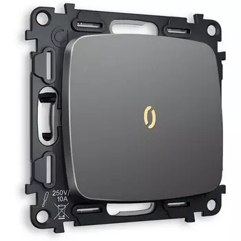 Комплект механизма Ambrella Volt 1-клавишного выключателя с подсветкой 3200K OMEGA MO652010 Антрацит серый QUANT