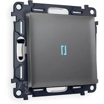 Комплект механизма Ambrella Volt 1-клавишного выключателя с подсветкой 10000K ALFA MA652020 Антрацит серый QUANT