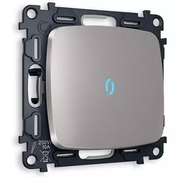 Комплект механизма Ambrella Volt 1-клавишного выключателя с подсветкой 10000K OMEGA MO502020 Сталь матовый QUANT