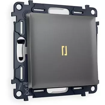 Комплект механизма Ambrella Volt 1-клавишного выключателя с подсветкой 3200K ALFA MA652010 Антрацит серый QUANT