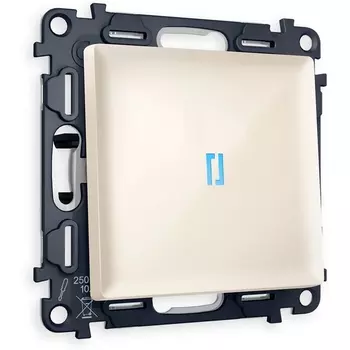 Комплект механизма Ambrella Volt 1-клавишного выключателя с подсветкой 10000K ALFA MA302020 Бежевый глянец QUANT