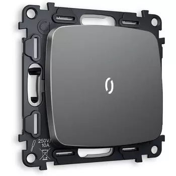 Комплект механизма Ambrella Volt 1-клавишного выключателя с подсветкой 5600K OMEGA MO652015 Антрацит серый QUANT