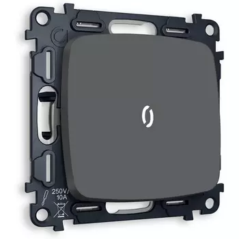 Комплект механизма Ambrella Volt 1-клавишного выключателя с подсветкой 5600K OMEGA MO902015 Графит мягкое касание QUANT