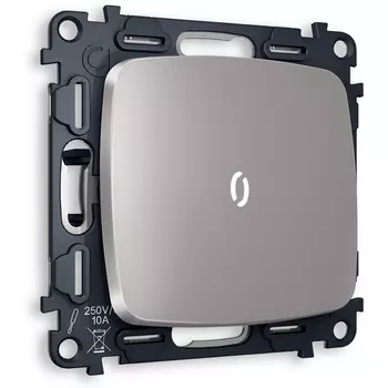 Комплект механизма Ambrella Volt 1-клавишного выключателя с подсветкой 5600K OMEGA MO502015 Сталь матовый QUANT