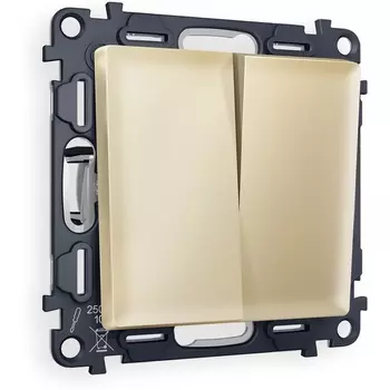 Комплект механизма Ambrella Volt 2-клавишного проходного выключателя ALFA MA603020 Шампань QUANT