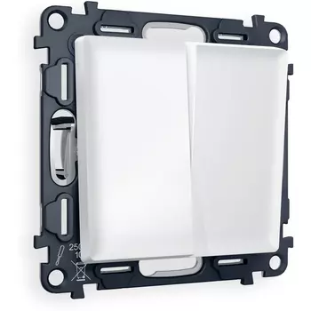 Комплект механизма Ambrella Volt 2-клавишного проходного выключателя ALFA MA123020 Белый матовый QUANT