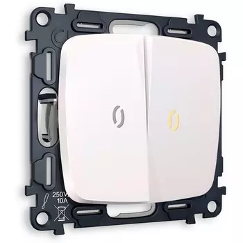 Комплект механизма Ambrella Volt 2-клавишного проходного выключателя с подсветкой 3200K OMEGA MO204030 Жемчуг QUANT