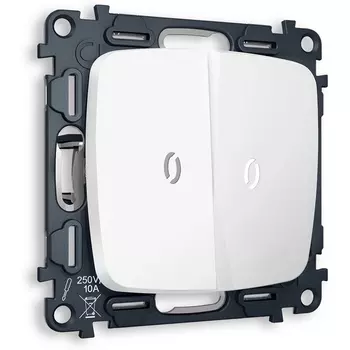 Комплект механизма Ambrella Volt 2-клавишного проходного выключателя с подсветкой 5600K OMEGA MO124035 Белый матовый QUANT