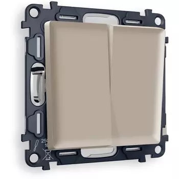 Комплект механизма Ambrella Volt 2-клавишного проходного выключателя ALFA MA363020 Серо-бежевый матовый QUANT
