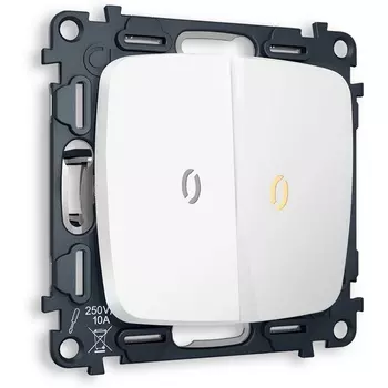 Комплект механизма Ambrella Volt 2-клавишного проходного выключателя с подсветкой 3200K OMEGA MO124030 Белый матовый QUANT