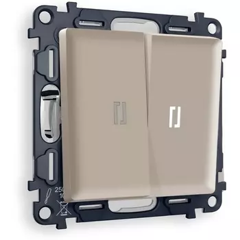Комплект механизма Ambrella Volt 2-клавишного проходного выключателя с подсветкой 5600K ALFA MA364035 Серо-бежевый матовый QUANT