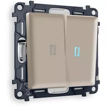 Комплект механизма Ambrella Volt 2-клавишного проходного выключателя с подсветкой 10000K ALFA MA364040 Серо-бежевый матовый QUANT