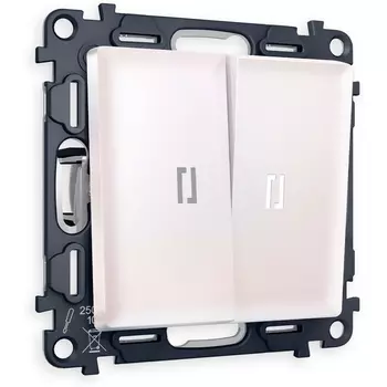 Комплект механизма Ambrella Volt 2-клавишного проходного выключателя с подсветкой 5600K ALFA MA204035 Жемчуг QUANT