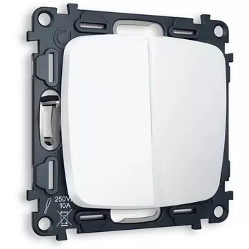 Комплект механизма Ambrella Volt 2-клавишного проходного выключателя OMEGA MO123020 Белый матовый QUANT