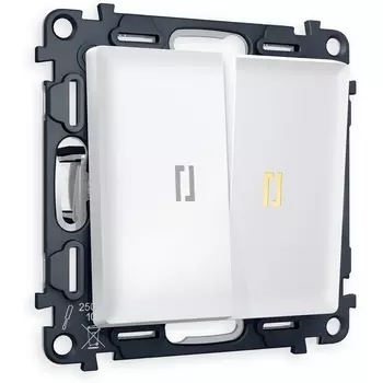 Комплект механизма Ambrella Volt 2-клавишного проходного выключателя с подсветкой 3200K ALFA MA124030 Белый матовый QUANT