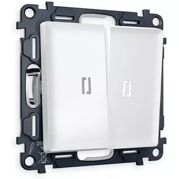 Комплект механизма Ambrella Volt 2-клавишного проходного выключателя с подсветкой 5600K ALFA MA124035 Белый матовый QUANT