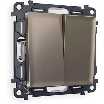 Комплект механизма Ambrella Volt 2-клавишного проходного выключателя ALFA MA633020 Темная бронза матовый QUANT