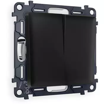 Комплект механизма Ambrella Volt 2-клавишного проходного выключателя ALFA MA803020 Черный матовый QUANT