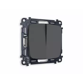 Комплект механизма Ambrella Volt 2-клавишного проходного выключателя OMEGA MO903020 Графит мягкое касание QUANT